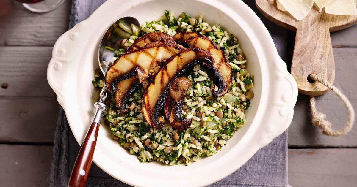 Seizoensrisotto met paddenstoelen & boerenkool